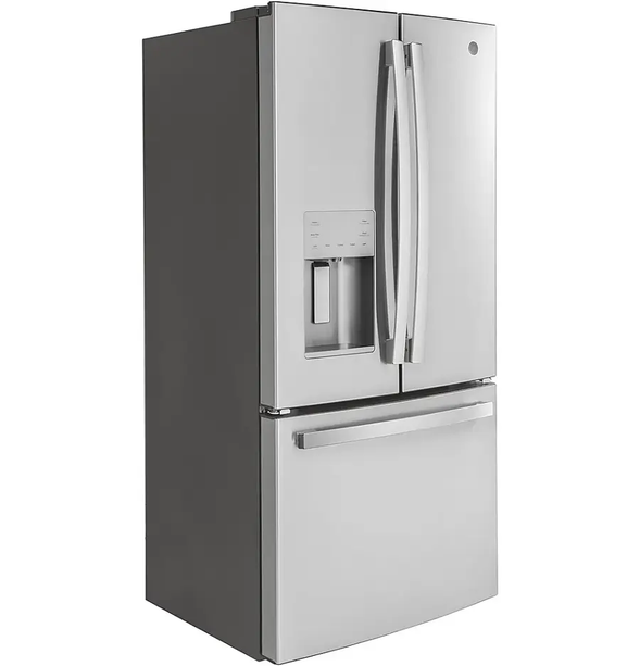 GE 17.5 Cu Ft Counter-Depth French-Door Refrigerator — Space-Saving Icemaker & Water Dispenser