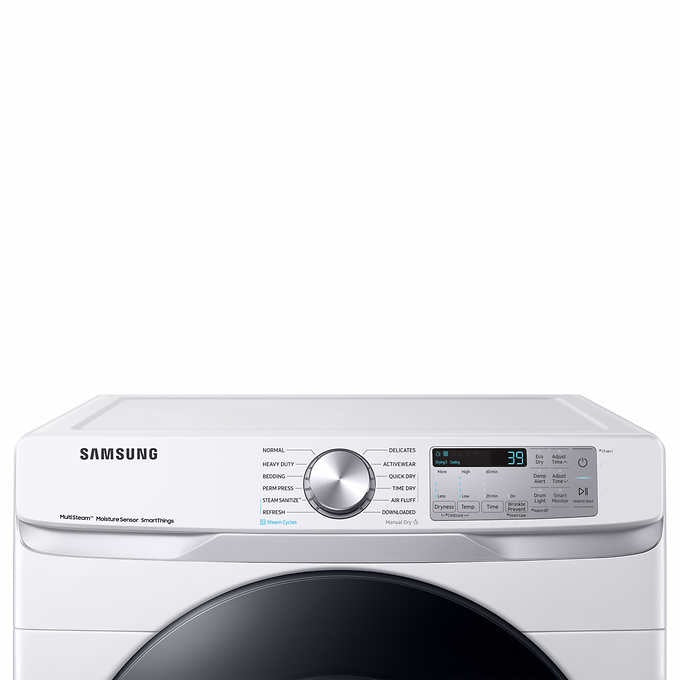 Samsung Large Capacity Smart Front Load Washer with Super Speed Wash & Smart Gas Dryer with Steam Sanitize+