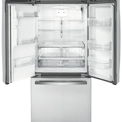 GE 17.5 Cu Ft Counter-Depth French-Door Refrigerator — Space-Saving Icemaker & Water Dispenser