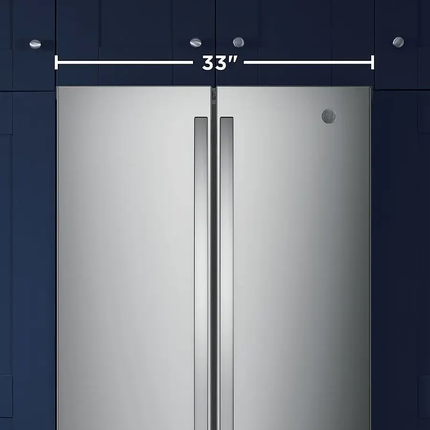 GE 17.5 Cu Ft Counter-Depth French-Door Refrigerator — Space-Saving Icemaker & Water Dispenser