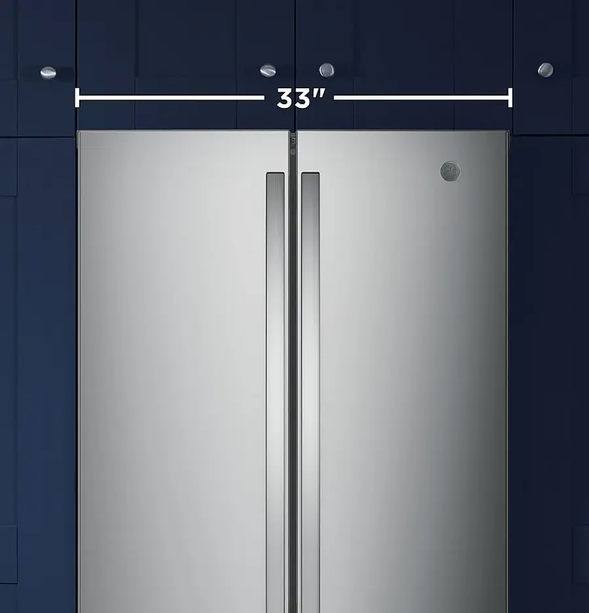 GE 17.5 Cu Ft Counter-Depth French-Door Refrigerator — Space-Saving Icemaker & Water Dispenser