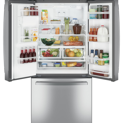 GE 23.6 Cu Ft French-Door Refrigerator – Space-Saving Icemaker & Turbo Cooling