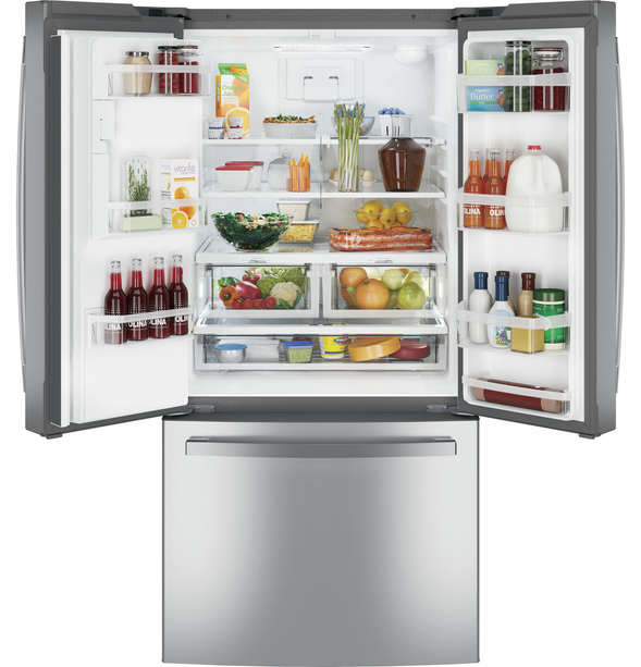 GE 23.6 Cu Ft French-Door Refrigerator – Space-Saving Icemaker & Turbo Cooling