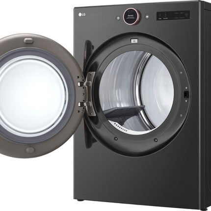 LG 7.4 cu. ft. Vented Stackable SMART Electric Dryer with TurboSteam and AI Sensor Dry Technology in Black Steel
