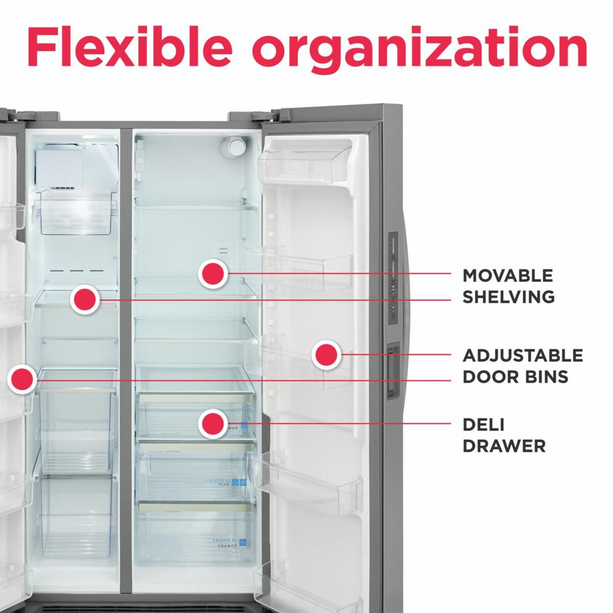 Frigidaire Gallery GRSN2620AF – 26 Cu. Ft. Side-by-Side Refrigerator with Internal Water Dispenser