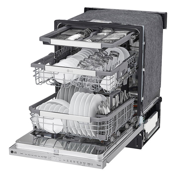 LG - 23.75in Top Control Smart Built-In Stainless Steel Tub Dishwasher with 3rd Rack and QuadWash Pro