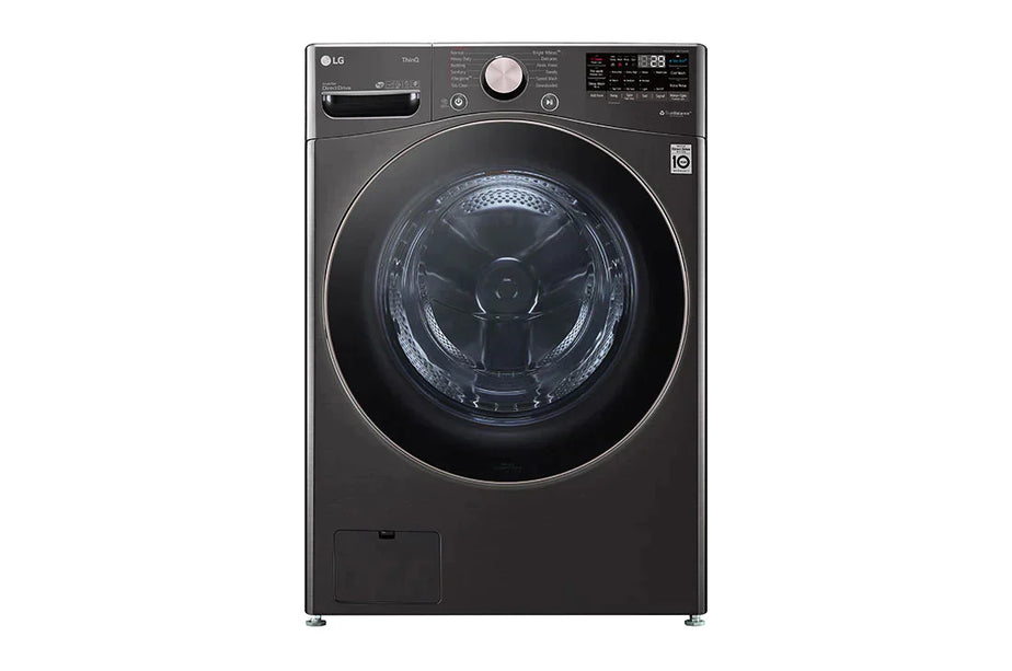 LG - 4.5 Cu. Ft. High-Efficiency Stackable Smart Front Load Washer with Steam and Built-In Intelligence and 7.4 Cu. Ft. Stackable Smart ELECTRIC Dryer with Steam and Built-In Intelligence - Black Steel