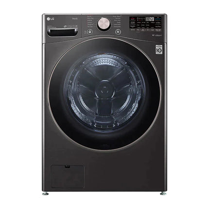 LG - 4.5 Cu. Ft. High-Efficiency Stackable Smart Front Load Washer with Steam and Built-In Intelligence and 7.4 Cu. Ft. Stackable Smart Gas Dryer with Steam and Built-In Intelligence - Black Steel