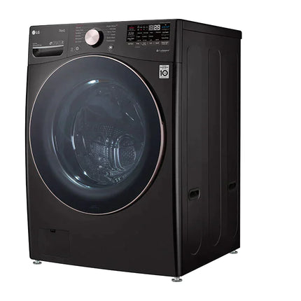 LG - 4.5 Cu. Ft. High-Efficiency Stackable Smart Front Load Washer with Steam and Built-In Intelligence and 7.4 Cu. Ft. Stackable Smart Gas Dryer with Steam and Built-In Intelligence - Black Steel