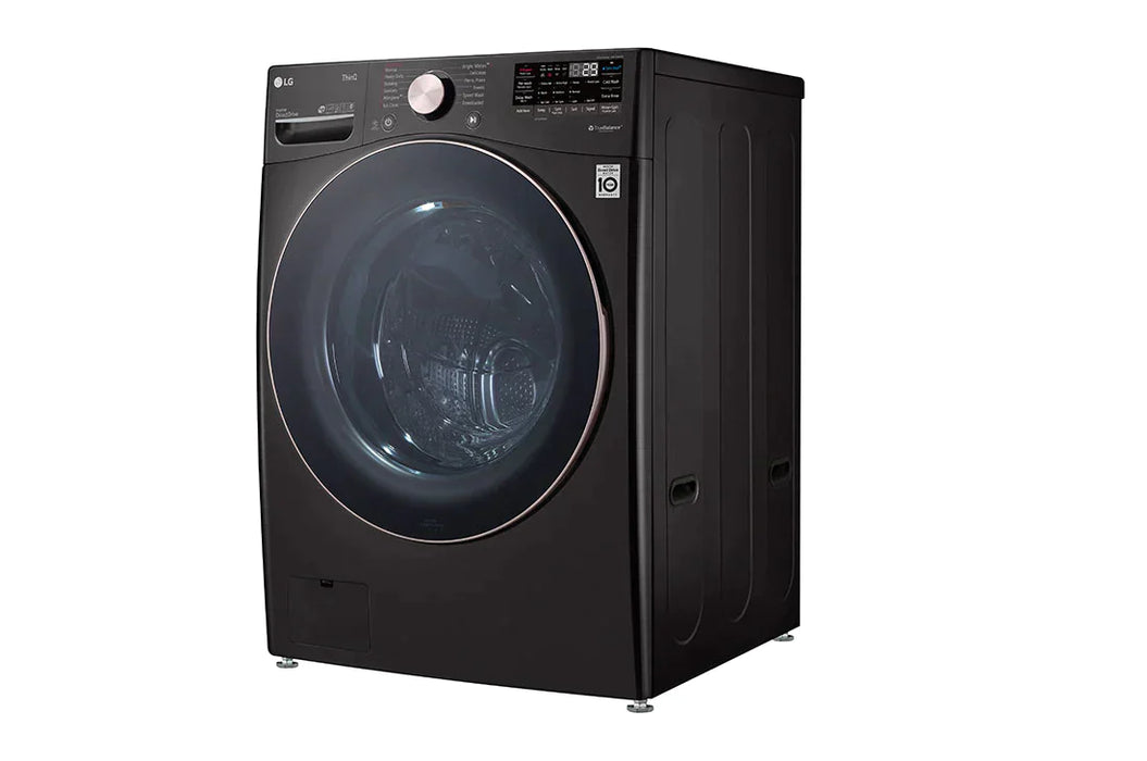 Clearance - LG - 4.5 Cu. Ft. High-Efficiency Stackable Smart Front Load Washer with Steam and Built-In Intelligence and 7.4 Cu. Ft. Stackable Smart Gas Dryer with Steam and Built-In Intelligence - Black Steel