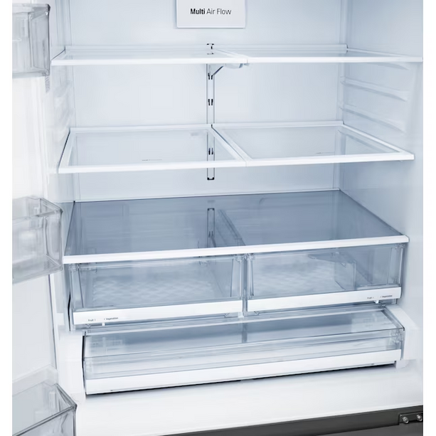 LG 28 cu. ft. 3‑Door French‑Door Refrigerator — Ice & Water Dispenser, Smart Cooling, Standard Depth Stainless Steel