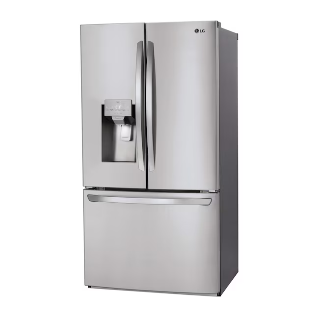 LG 28 cu. ft. 3‑Door French‑Door Refrigerator — Ice & Water Dispenser, Smart Cooling, Standard Depth Stainless Steel