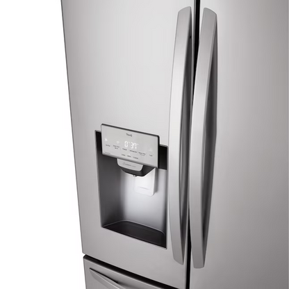 LG 28 cu. ft. 3‑Door French‑Door Refrigerator — Ice & Water Dispenser, Smart Cooling, Standard Depth Stainless Steel