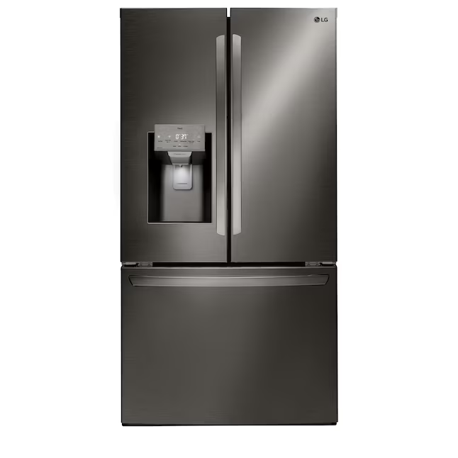 LG 28 cu. ft. 3‑Door French‑Door Refrigerator — Ice & Water Dispenser, Smart Cooling, Standard Depth Stainless Steel
