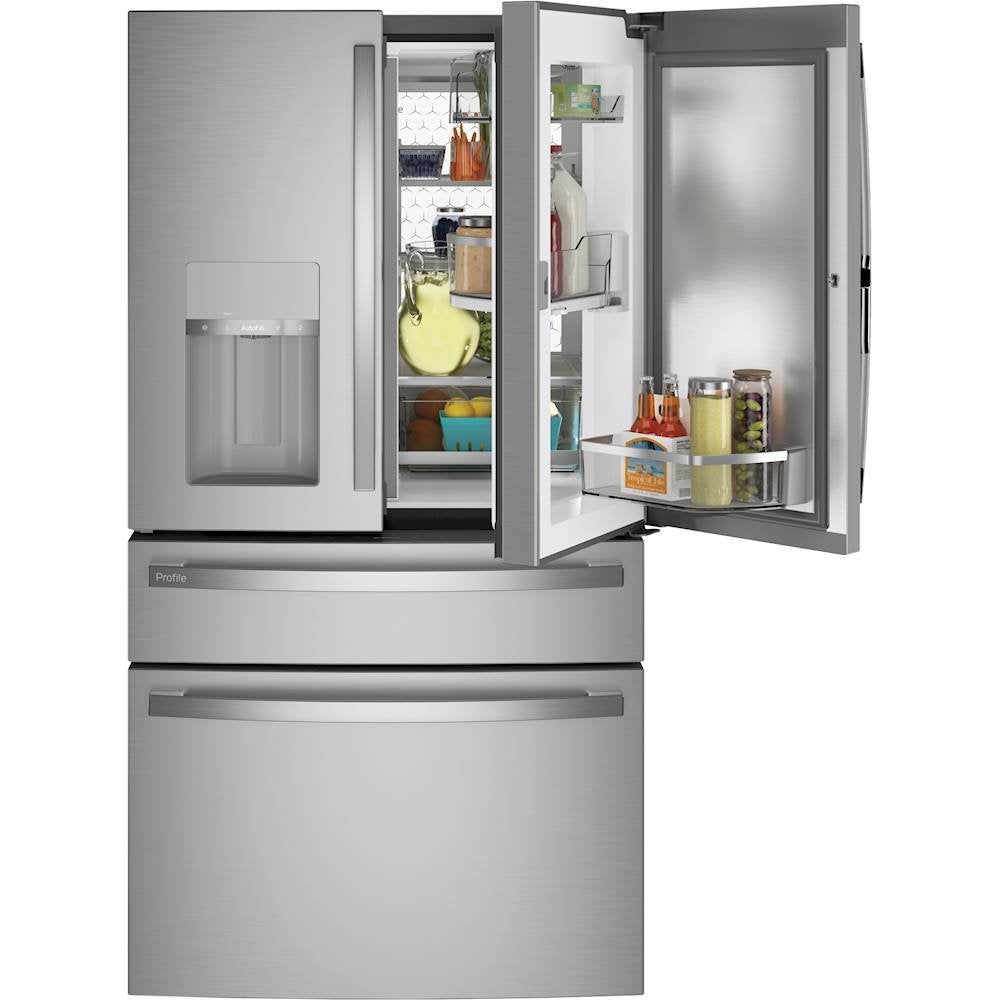 GE Profile - 27.9 Cu. Ft. 4-Door French Door Smart Refrigerator with Door-In-Door - Stainless steel