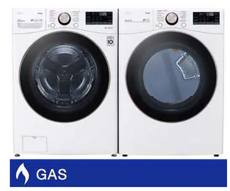 LG 4.5 cu. ft. Front Load Washer with TurboWash 360° and 7.4 cu. ft. GAS Dryer with TurboSteam and Built-In Intelligence