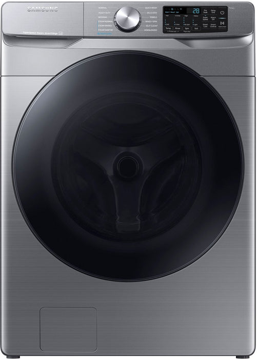 Samsung 4.5 cu. ft. Stackable Front Load Washer in Silver with Spin Speed Option, Water Heater, and Wi-Fi Connectivity