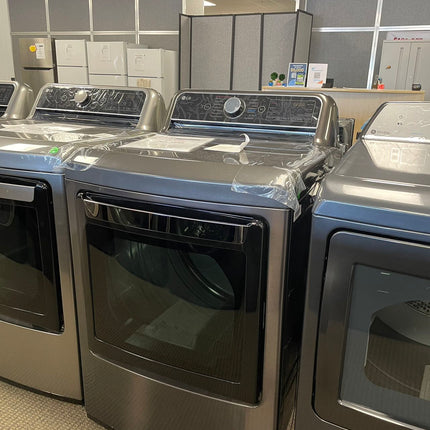 Clearance LG 7.3 cu. ft. Large Capacity Smart Vented Gas Dryer with Sensor Dry, EasyLoad Door and TurboSteam in Black Steel