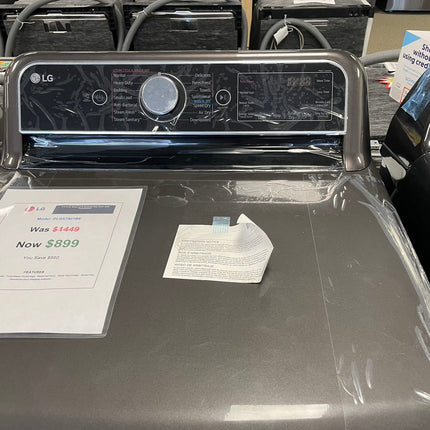 Clearance LG 7.3 cu. ft. Large Capacity Smart Vented Gas Dryer with Sensor Dry, EasyLoad Door and TurboSteam in Black Steel