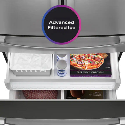 GE Profile - 28.7 Cu. Ft. 4-Door French Door Smart Refrigerator with Dual-Dispense AutoFill Pitcher - Stainless Steel