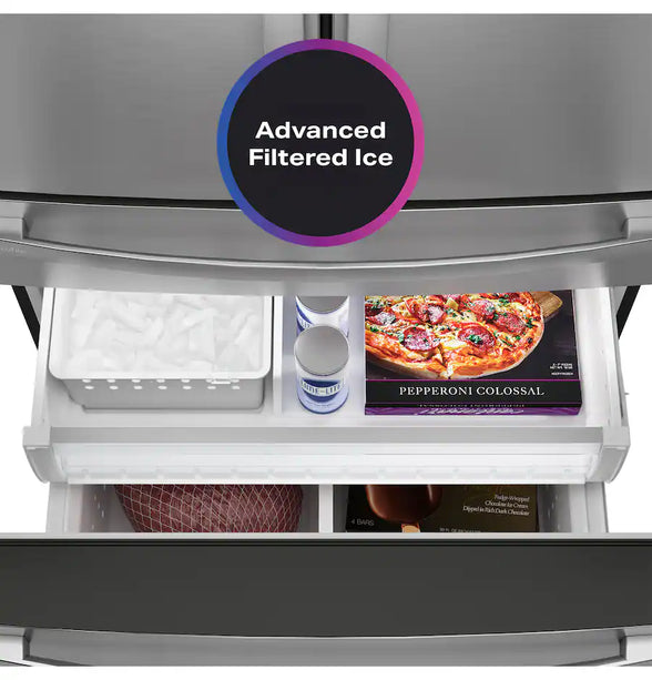 GE Profile - 28.7 Cu. Ft. 4-Door French Door Smart Refrigerator with Dual-Dispense AutoFill Pitcher - Stainless Steel
