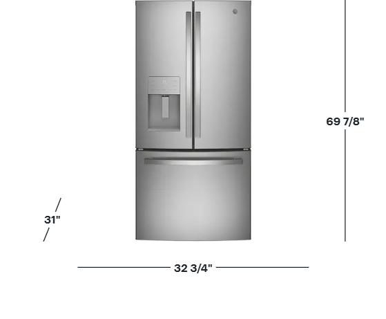 GE 17.5 Cu Ft Counter-Depth French-Door Refrigerator — Space-Saving Icemaker & Water Dispenser