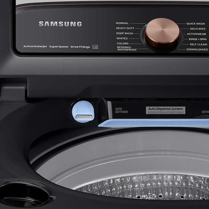 Samsung 5.5 cu. ft. Extra-Large Capacity Top Load Washer 7.4 cu. ft. ELECTRIC Dryer with Steam Sanitize+ Laundry Package