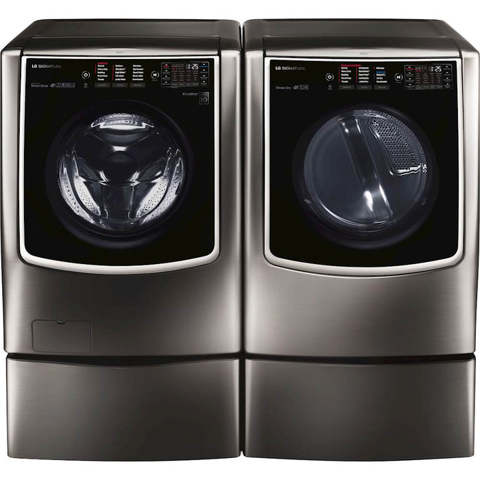 5.8 cu. ft. Large Capacity High Efficiency Smart Front Load Washer with TurboWash and Steam in Black Stainless Steel