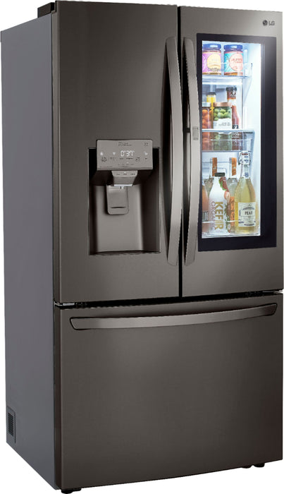 LG - 29.7 Cu. Ft. French Door-in-Door Smart Refrigerator with Craft Ice and InstaView - Black stainless steel