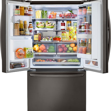 LG - 29.7 Cu. Ft. French Door-in-Door Smart Refrigerator with Craft Ice and InstaView - Black stainless steel