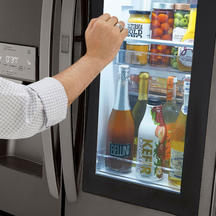 LG - 29.7 Cu. Ft. French Door-in-Door Smart Refrigerator with Craft Ice and InstaView - Black stainless steel