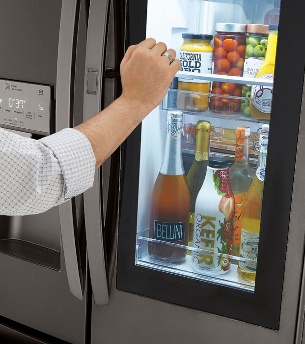 LG - 29.7 Cu. Ft. French Door-in-Door Smart Refrigerator with Craft Ice and InstaView - Black stainless steel