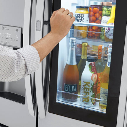 Clearance LG 24 Cu. Ft. French Door-in-Door Counter-Depth Smart Refrigerator with Craft Ice and InstaView - Stainless steel