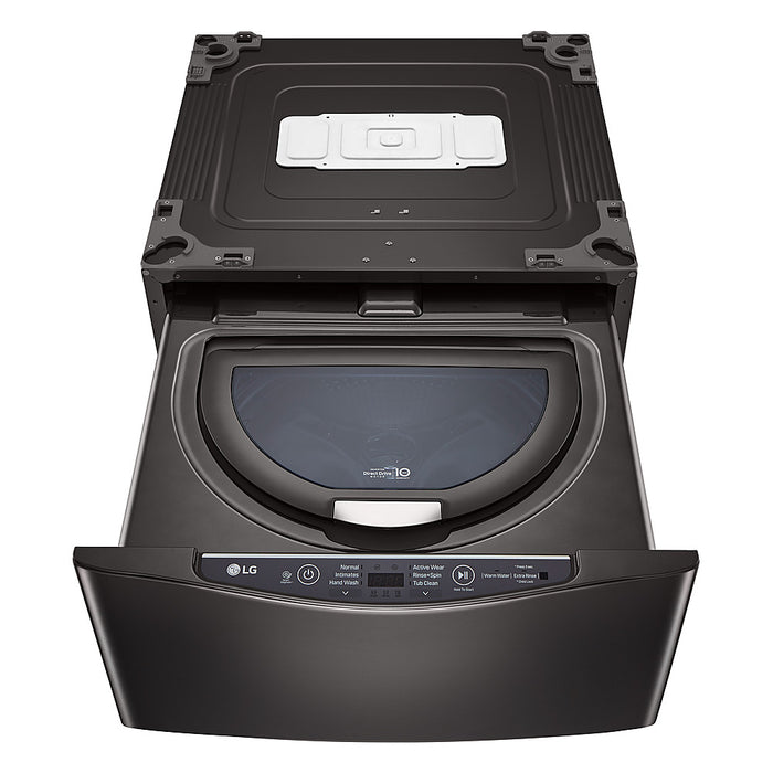 LG - SideKick 1.0 Cu. Ft. High-Efficiency Smart Top Load Pedestal Washer with 3-Motion Technology - Black steel