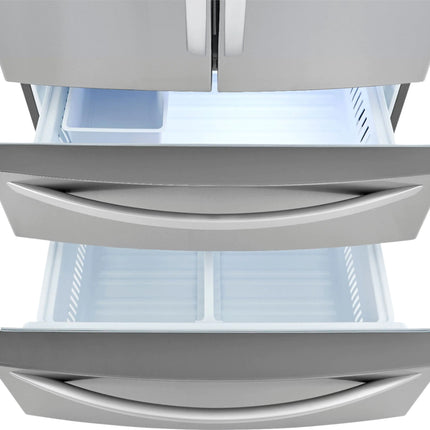 23 Cu. Ft. 4-Door French Door Counter-Depth Refrigerator with Double Freezer and Internal Water Dispenser - Stainless steel