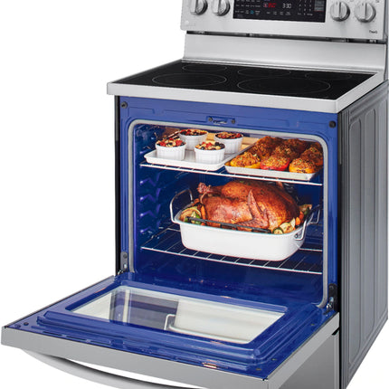6.3 Cu. Ft. Smart Freestanding Electric Convection Range with EasyClean, Air Fry and InstaView WideView Window - Stainless steel