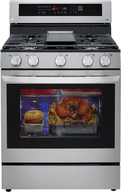 LG - 5.8 Cu. Ft. Freestanding Gas True Convection Range with EasyClean, InstaView and AirFry