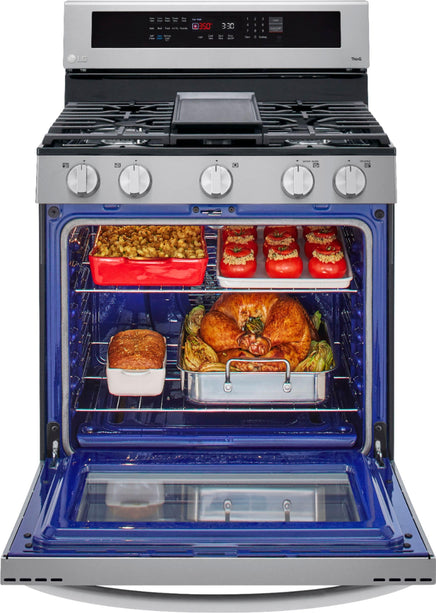 LG - 5.8 Cu. Ft. Freestanding Gas True Convection Range with EasyClean, InstaView and AirFry