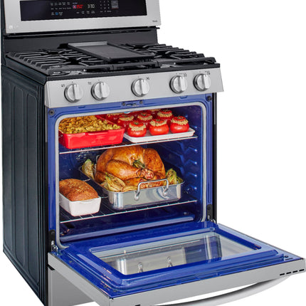 LG - 5.8 Cu. Ft. Freestanding Gas True Convection Range with EasyClean, InstaView and AirFry