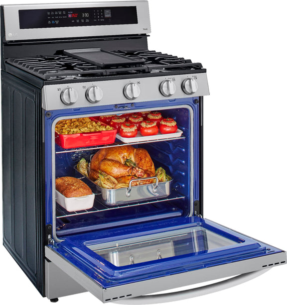 LG - 5.8 Cu. Ft. Freestanding Gas True Convection Range with EasyClean, InstaView and AirFry