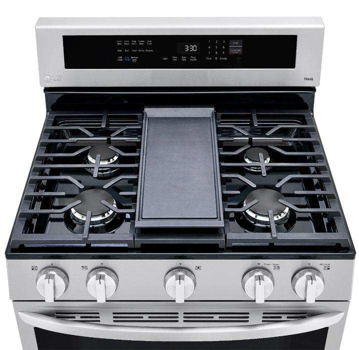 LG - 5.8 Cu. Ft. Freestanding Gas True Convection Range with EasyClean, InstaView and AirFry - Stainless steel