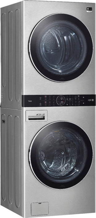 LG - STUDIO 5.0 Cu. Ft. HE Smart Front Load Washer and 7.4 Cu. Ft. Electric Dryer WashTower w/Steam and Built-In Intelligence - Noble steel