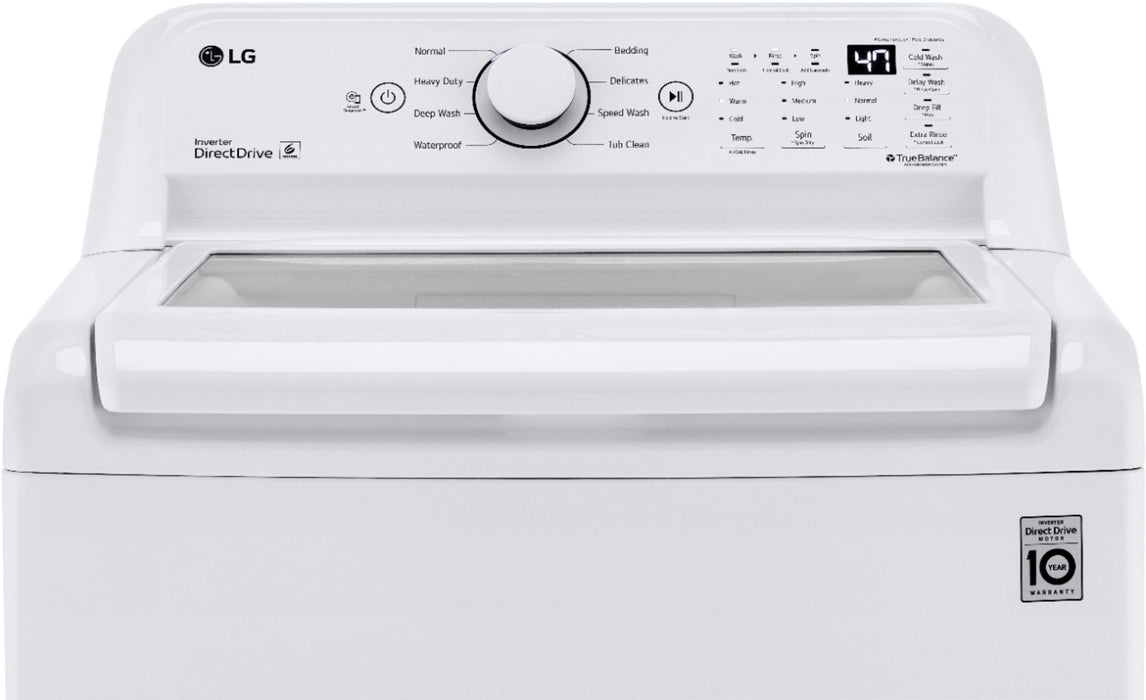 LG - 4.3 Cu. Ft. High-Efficiency Smart Top Load Washer with TurboDrum Technology - White