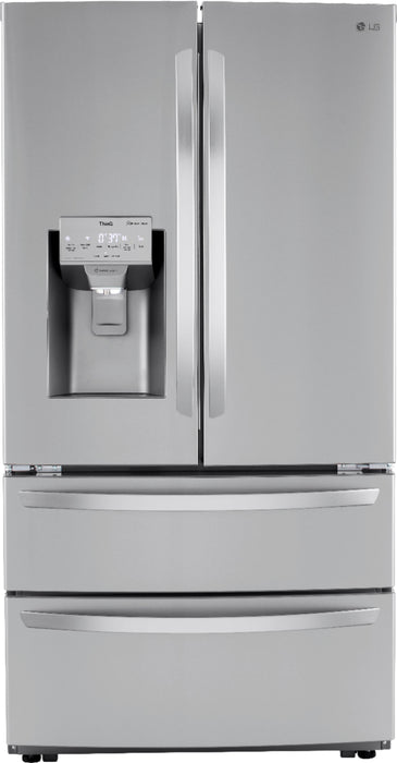 22 Cu. Ft. 4-Door French Door Counter-Depth Smart Refrigerator with External Tall Ice and Water - Stainless steel