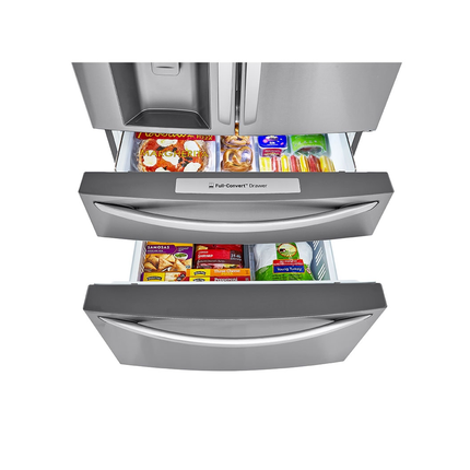 Clearance LG - 30 cu. ft. 4-Door French Door Refrigerator, Full Convert Drawer, Smart Cooling and Craft Ice, PrintProof Stainless Steel