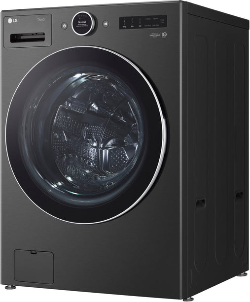 LG - 5.0 cu. ft. Mega Capacity Smart Front Load Washer right angled view