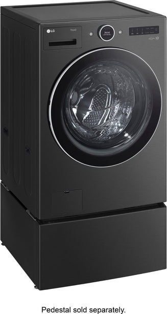 LG - 5.0 cu. ft. Mega Capacity Smart Front Load Washer  with pedastal