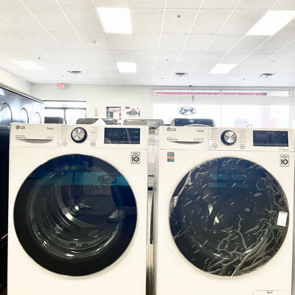 Clearance 2.4 cu.ft. Smart wi-fi Enabled Compact Front Load Washer and 4.2 cu.ft Electric Dryer with Dual Inverter HeatPump