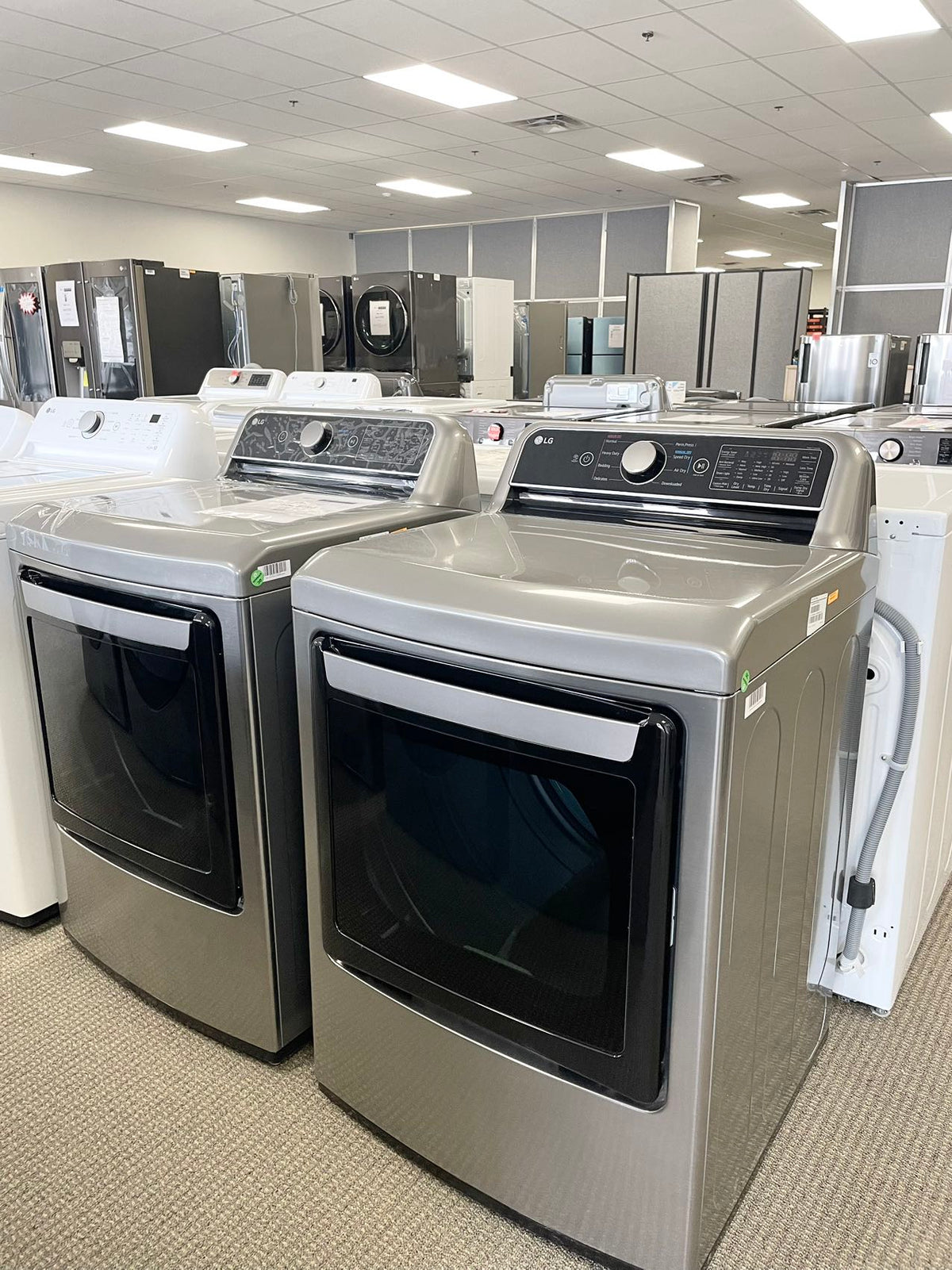 Clearance 7.3 Cu. Ft. Smart Electric or Gas Dryer with EasyLoad Door